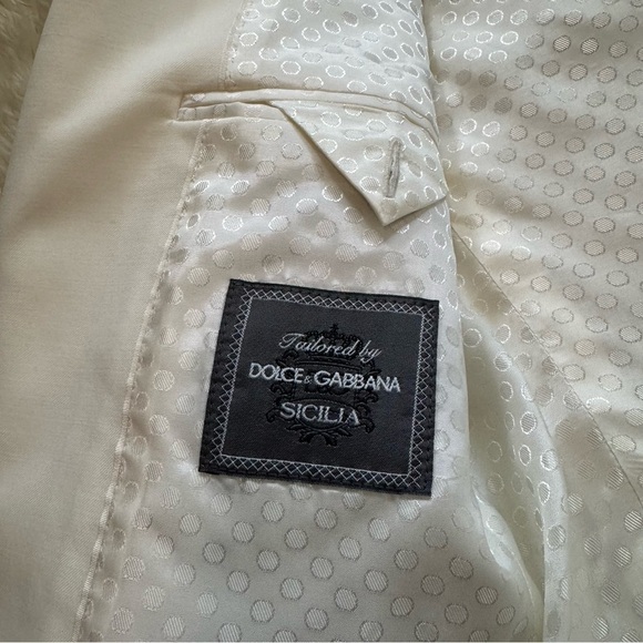 Dolce & Gabbana Men's White Cream Sicilia Single Breasted Blazer - Size 36 US - Picture 8 of 16